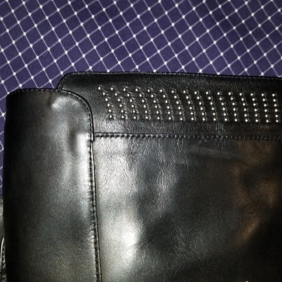 Stelle Monelle Black Leather Micro Studded Tall Boots Women’s Size 9 - Picture 5 of 13
